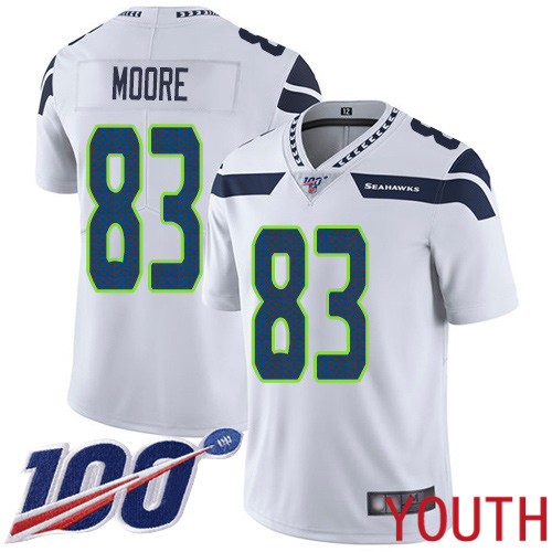 Seattle Seahawks Limited White Youth David Moore Road Jersey NFL Football #83 100th Season Vapor Untouchable